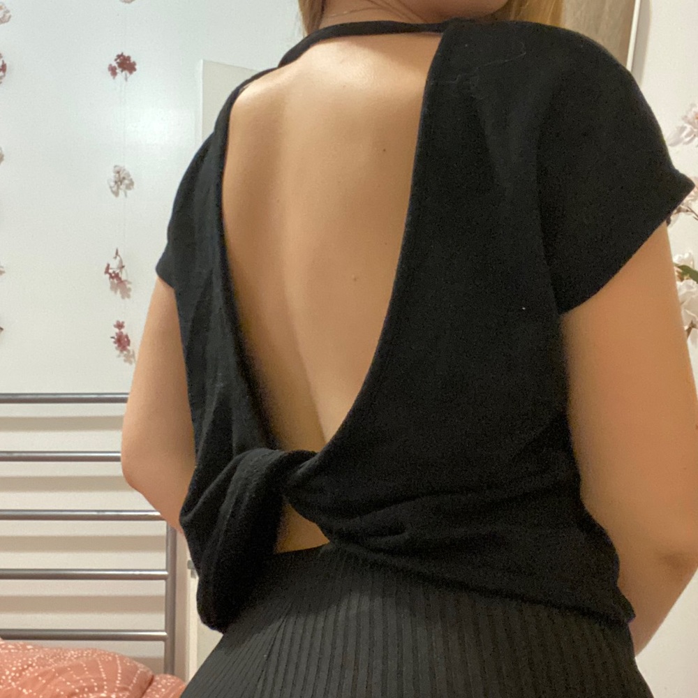 Black open back shirt